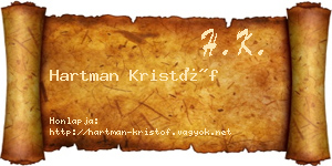 Hartman Kristóf névjegykártya
