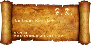 Hartman Kristóf névjegykártya